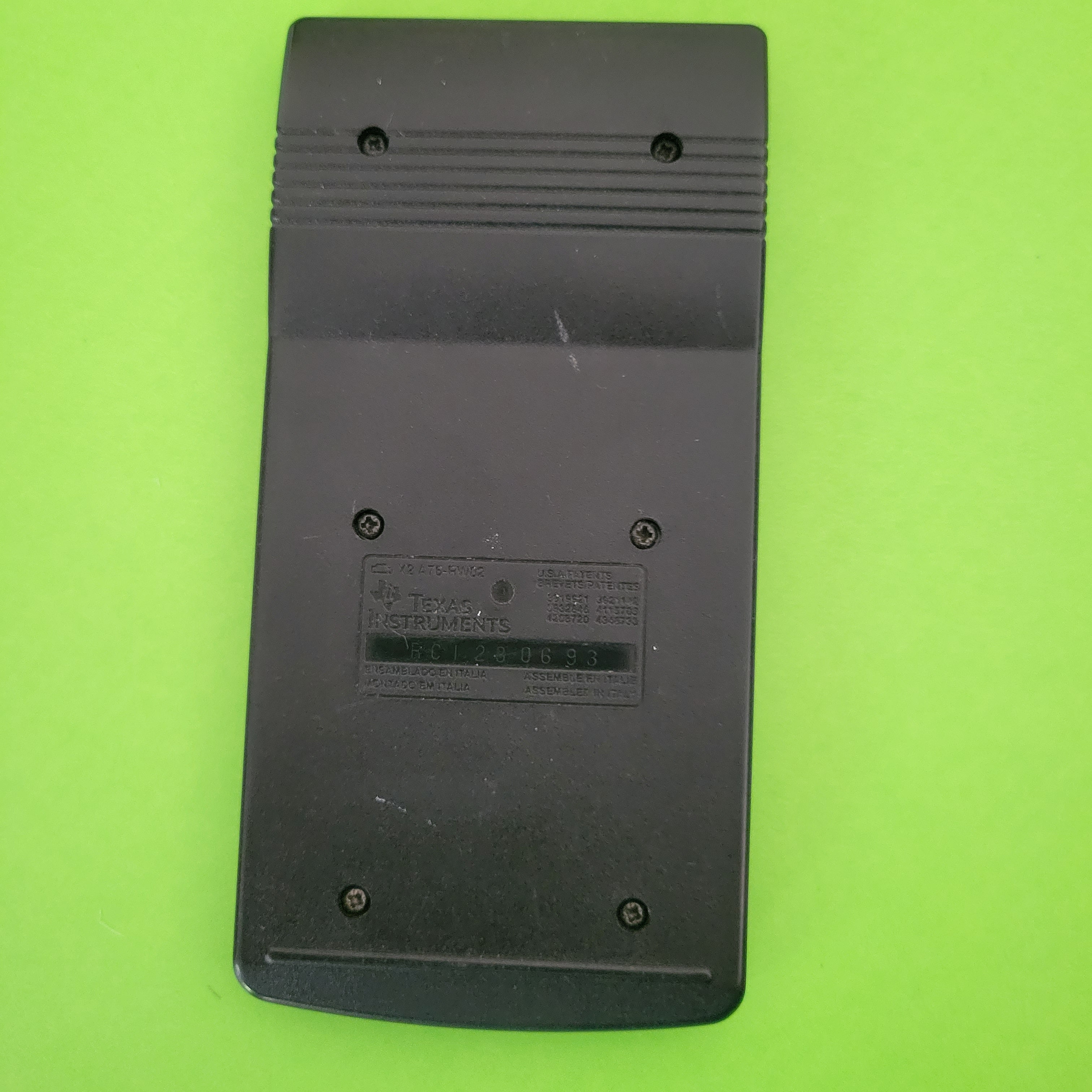 An image of the back of a texas instruments ti-35x scientifix/engineering calculator
